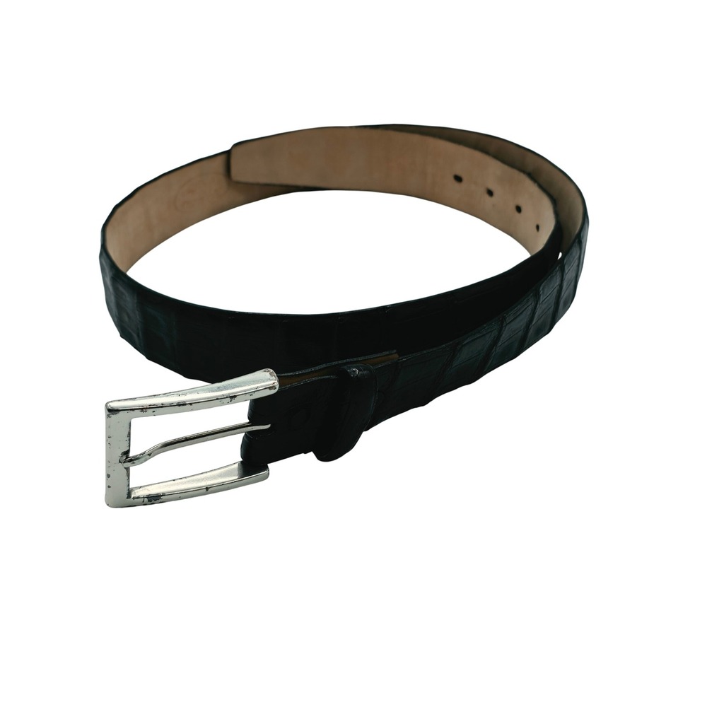 Unbranded Crocodile Embossed Leather Belt Mens 36 Black Dress Casual 50200